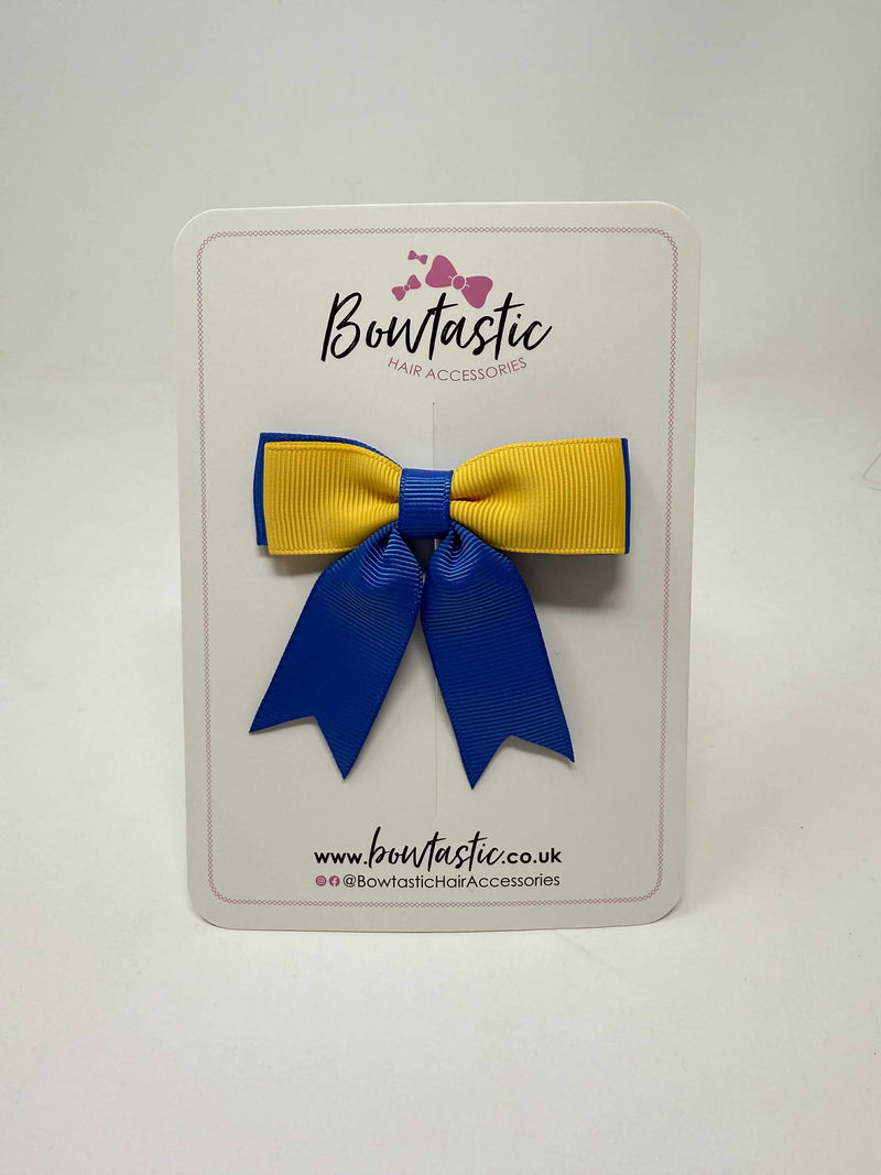 2.75 Inch Tail Bow - Yellow Gold & Royal Blue