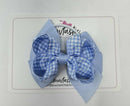 4 Inch Double Bow Bobble - Bluebell & Light Blue Gingham