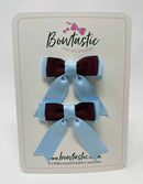 2 Inch Tail Bow - Burgundy & Blue Topaz - 2 Pack