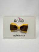 3 Inch Thin Tuxedo Bow - Turftan & Yellow Gold