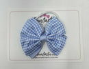 3.5 Inch 2 Layer Butterfly Bow Bobble - Bluebell & Light Blue Gingham