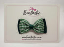 3 Inch Flat Double Bow - Hunter Green & Green Gingham
