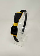 3 Inch Flat Bow Alice Band - Black & Yellow Gold