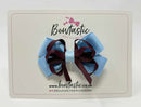 3 Inch Double Bow Style 2 - Burgundy & Blue Topaz