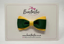 3 Inch Thin Tuxedo Bow - Forest Green & Yellow Gold