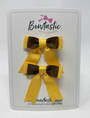2 Inch Tail Bow - Turftan & Yellow Gold - 2 Pack