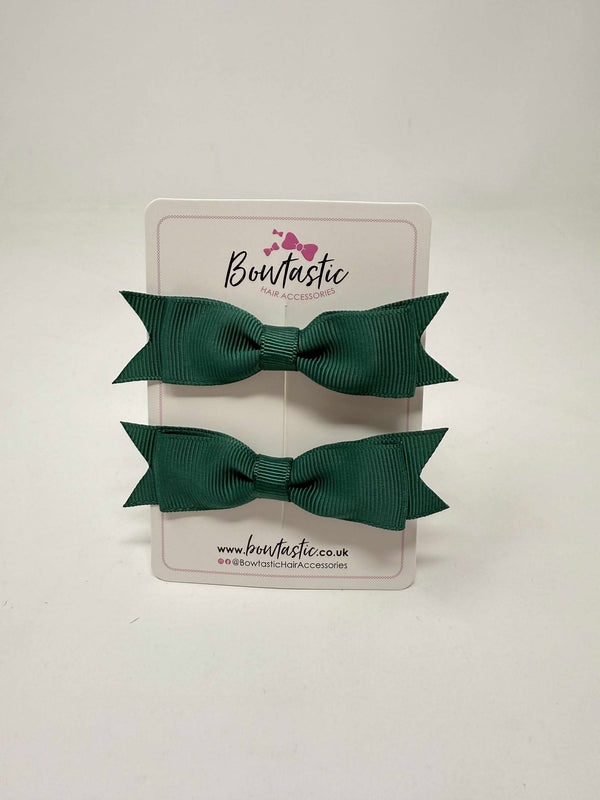 2.5 Inch Layer Tuxedo Bow - Hunter Green - 2 Pack