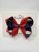 4 Inch Double Ribbon Bow Style 2 - Red & Navy