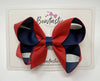 4 Inch Double Ribbon Bow Style 2 - Red & Navy