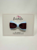 3 Inch Thin Tuxedo Bow - Burgundy & Blue Topaz