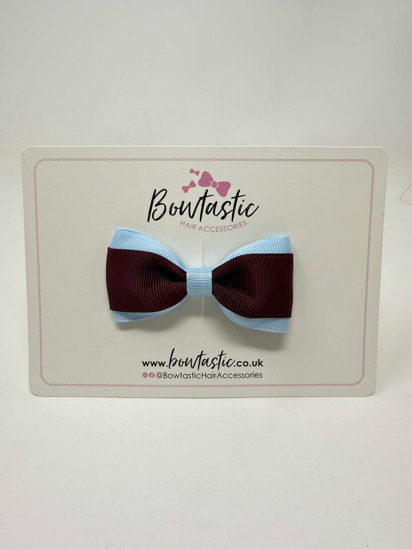 3 Inch Thin Tuxedo Bow - Burgundy & Blue Topaz