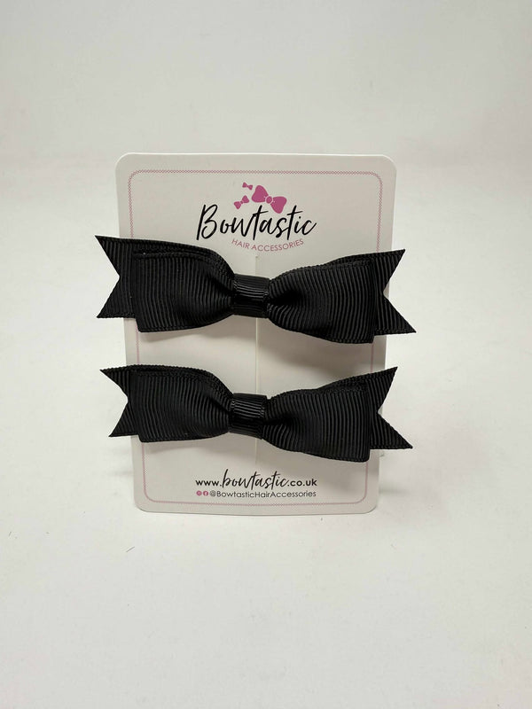 2.5 Inch Layer Tuxedo Bow - Black - 2 Pack
