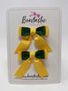 2 Inch Tail Bow - Forest Green & Yellow Gold - 2 Pack