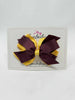 4 Inch Flat 3 Layer Bow - Burgundy & Yellow Gold