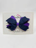 4 Inch Flat 3 Layer Bow - Navy & Purple