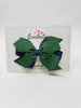 4 Inch Flat 3 Layer Bow - Forest Green & Navy