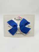 4 Inch Flat 3 Layer Bow - Royal Blue & White