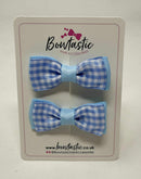 1.75 Inch Bow - Blue Topaz & Light Blue Gingham - 2 Pack