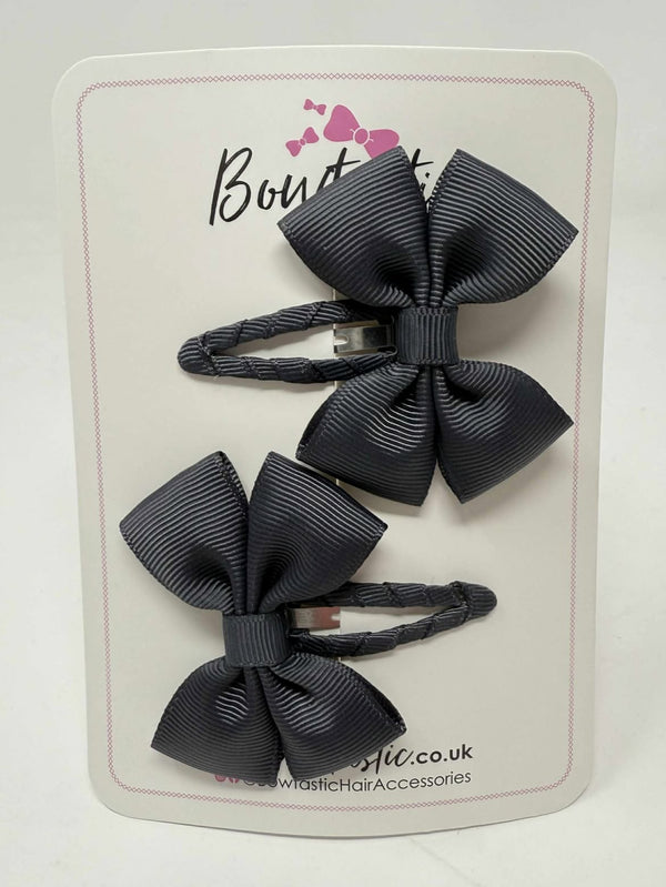 2.5 Inch Butterfly Snap Clip - Charcoal - 2 Pack