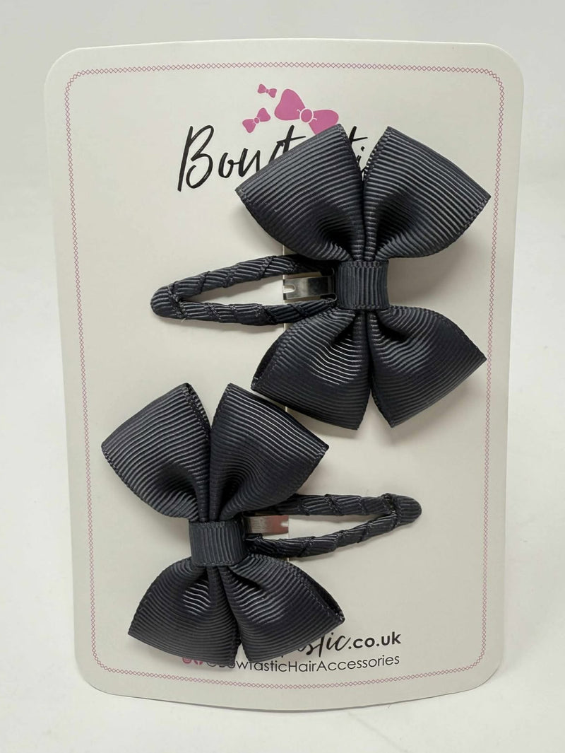 2.5 Inch Butterfly Snap Clip - Charcoal - 2 Pack