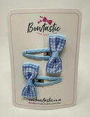 1.75 Inch Snap Clips - Blue Topaz & Light Blue Gingham - 2 Pack