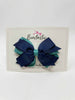 4 Inch Flat 3 Layer Bow - Navy & Jade Green