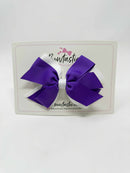 4 Inch Flat 3 Layer Bow - Purple & White