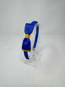 3 Inch Flat Bow Alice Band - Royal Blue & Yellow Gold