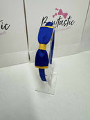 3 Inch Flat Bow Alice Band - Cobalt & Yellow Gold
