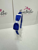 3 Inch Flat Bow Alice Band - Cobalt & White