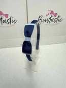 3 Inch Flat Bow Alice Band - Navy & Bluebell