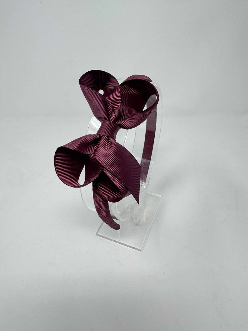 3 Inch Bow Alice Band - Burgundy