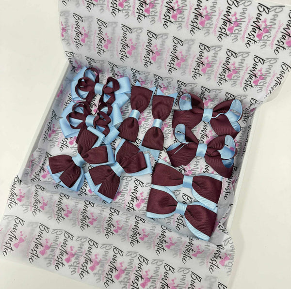 School Bundle - Burgundy & Blue Topaz - 10 Items - Clips
