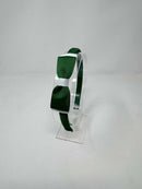 3 Inch Flat Bow Alice Band - Forest Green & White