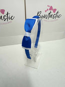 3 Inch Flat Bow Alice Band - Royal Blue & White