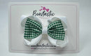 3.5 Inch Tuxedo Double Bow - Green & White Gingham