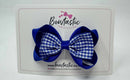 3.5 Inch Tuxedo Double Bow - Cobalt & Royal Blue Gingham