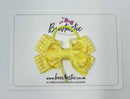 3 Inch Flat Bow Thin Elastic - Yellow & Yellow Gingham