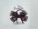 3 Inch Flat Bow Thin Elastic - Burgundy & Burgundy Gingham