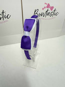 3 Inch Flat Bow Alice Band - Purple & White
