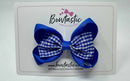 3.5 Inch Tuxedo Double Bow - Royal Blue & Royal Blue Gingham