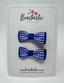 1.75 Inch Bow - Cobalt & Royal Blue Gingham - 2 Pack