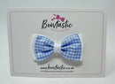 3 Inch Flat Double Bow - Light Blue & White Gingham