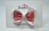 3.5 Inch Tuxedo Double Bow - Thin Elastic - Red & White Gingham