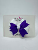 3.5 Inch 2 Layer Bow Thin Elastic - Purple & White