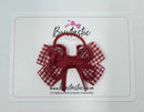 3 Inch Flat Bow Thin Elastic - Red & Red Gingham