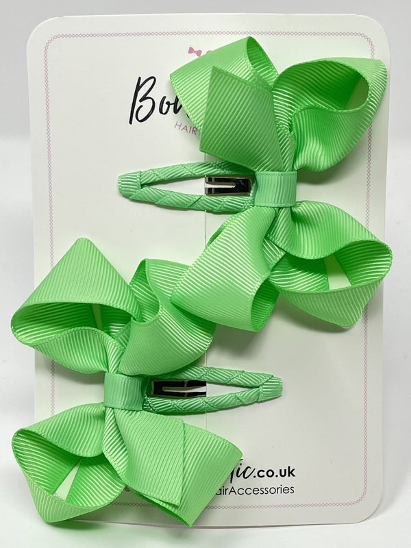 3 Inch Bow Snap Clip - Mint Green - 2 Pack