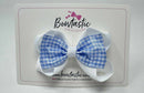 3.5 Inch Tuxedo Double Bow - Light Blue & White Gingham