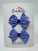 2 Inch Flat Bow - Cobalt & Royal Blue Gingham - 2 Pack