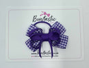 3 Inch Flat Bow Thin Elastic - Purple & Purple Gingham